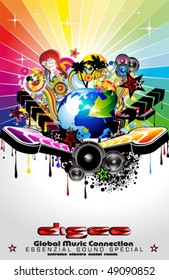Global Music Event Background with Musical Design elements