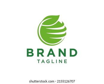 Global Nature Logo. World Globe Icon with Leaf Symbol around. Usable for Business, Nature, Environment, Science and Ecology Logos. Flat Vector Logo Design Template Element.