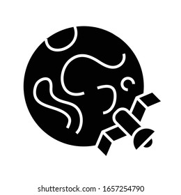 Global navigation black icon, concept illustration, vector flat symbol, glyph sign.