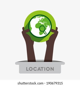 global navigation concept or global search icon hold in hand concept