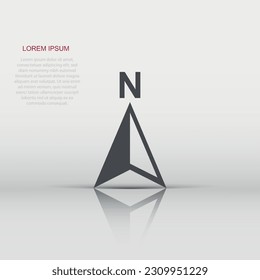 Global navigation icon in flat style. Compass gps vector illustration on white isolated background. Location discovery business concept.