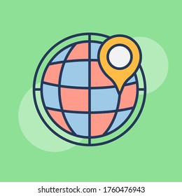 Global navigation icon. Simple flat style icon icon sets colourful variations. Ready to use for website, mobile app and your project