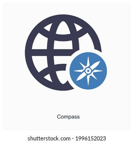 Concepto de iconos de navegador o brújula global