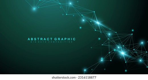 Global network background. Social network communication in the global business concept. Big data visualization. Internet technology. Vector illustration