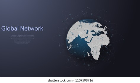 Global network background. World map point, international meaning. Vector illustration