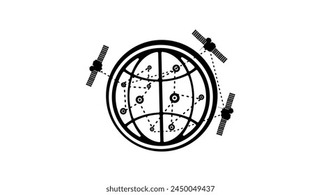 Global network, black isolated silhouette