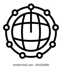 Global network blockchain icon. Outline Global network blockchain vector icon for web design isolated on white background