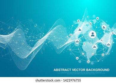 Global network business connection. Networking connection concept. Global network connections with points and lines. Global business visualization. Vector Illustration