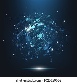 Global network business connection. World map point and line composition concept of global business. Vector Illustration