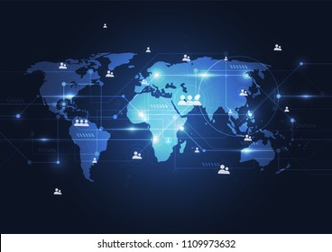 Global network business connection. World map point and line composition concept of global business. Vector Illustration