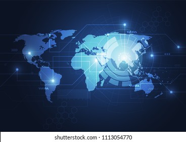 Global network business connection. World map point and line composition concept of global business. Vector Illustration