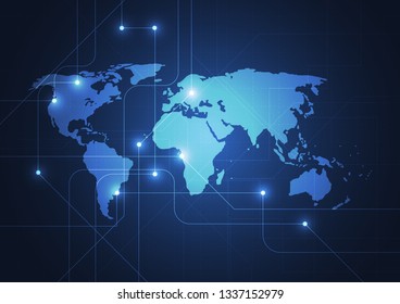 Global network business connection. World map point and line composition concept of global business. Vector Illustration
