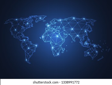 Global network business connection. World map point and line composition concept of global business. Vector Illustration