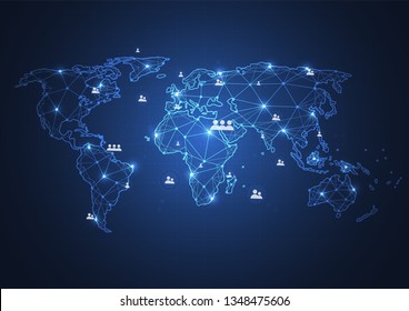 Global network business connection. World map point and line composition concept of global business. Vector Illustration