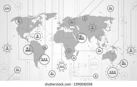 Global network business connection. World map point and line composition concept of global business. Vector Illustration