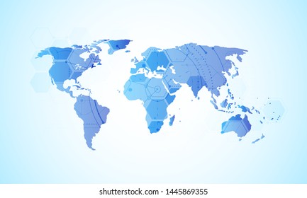 Global network business connection. World map point and line composition concept of global business. Vector Illustration