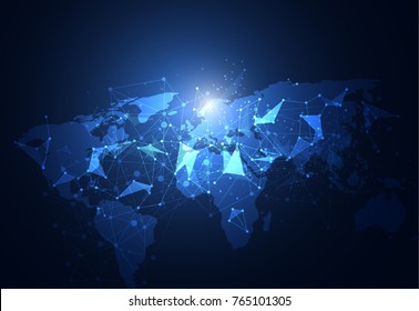 Global network business connection. World map point and line composition concept of global business. Vector Illustration