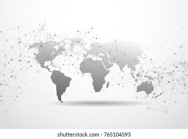 Global network business connection. World map point and line composition concept of global business. Vector Illustration