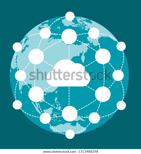 Global Network Business Image Template Cloud Stock Vector (Royalty Free