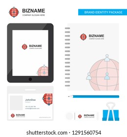 Global network  Business Logo, Tab App, Diary PVC Employee Card and USB Brand Stationary Package Design Vector Template