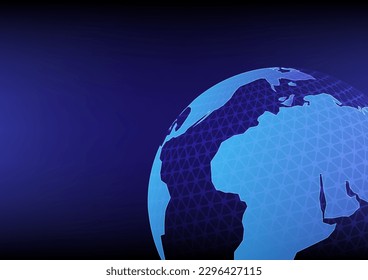 Globales Netzwerk, globales Geschäft und Technologie. AI künstliche Intelligenz. World-Tech-Verbindung. Blaue Hintergrundtechnologie, Vektorgrafik.	