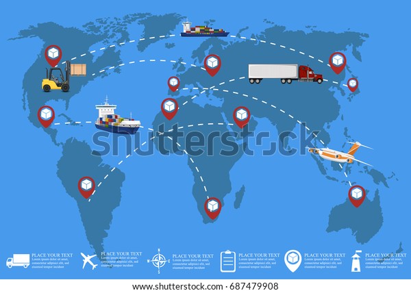 Global Network Cargo Distribution Shipment Commercial Stock Vector ...