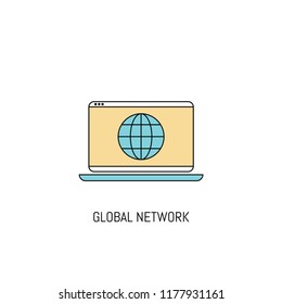 Global Network  colorful line icon. Simple Icon illustration. Globally Connected Line Icon Useful For Web, Mobile, Software & Apps. Eps-10.