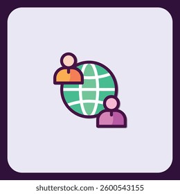 Global network communication icon, showing connection and global business