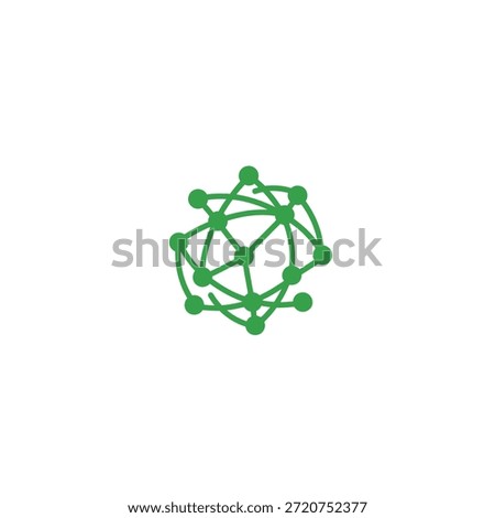 global network concept green connected nodes forming sphere representing communication technology data sharing and interconnectedness