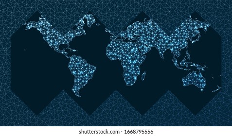 Globales Netzwerk-Konzept. Healpix-Projektion. World Network. Erstaunliche Verbindungskarte. Vektorillustration.