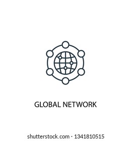 global network concept line icon. Simple element illustration. global network concept outline symbol design. Can be used for web and mobile UI/UX