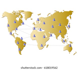 Global network concept. World map and user connection.