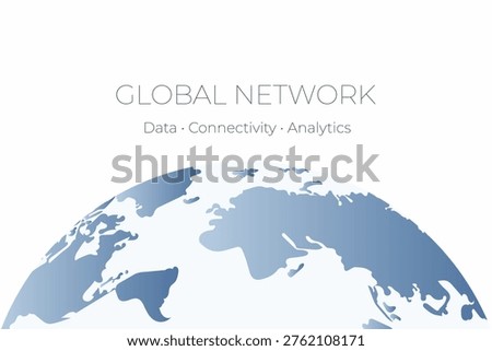 Global network concept with world map and data connectivity minimal design