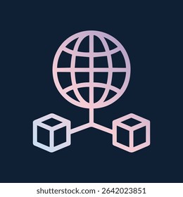 Global Network Connected to Cubes. Icon symbol illustration