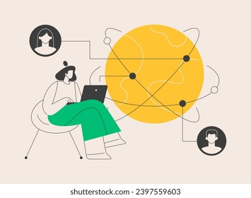 Ilustración vectorial de concepto abstracto de conexión de red global. Conexión de dispositivos a nivel mundial, red global, servicio de comunicación, internet, desarrollo de software de conectividad metáfora abstracta.