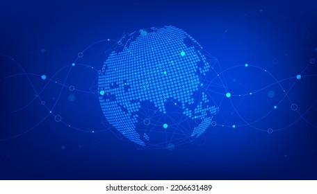 Global network connection. Abstract Earth Map. Big data visualization background. vector