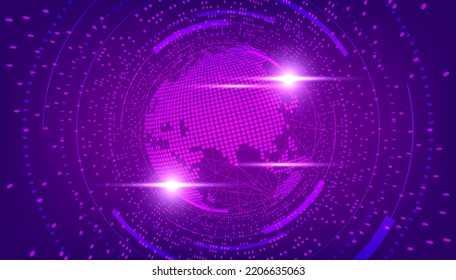 Global network connection. Abstract Earth Map. Big data visualization background. vector