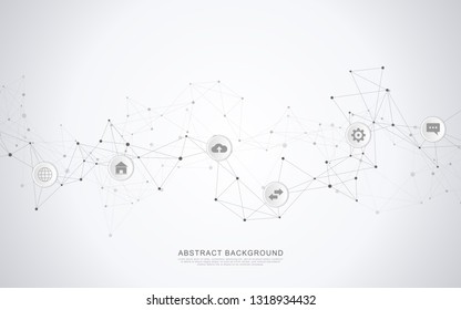 Global network connection. Abstract geometric background with connecting dots and lines. Digital technology and communication concept