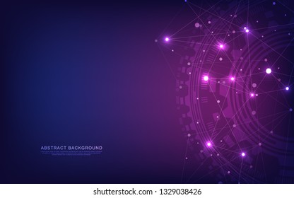 Global network connection. Abstract geometric background with connecting dots and lines. Digital technology and communication concept