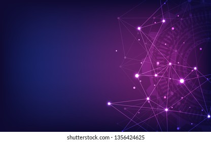 Global network connection. Abstract geometric background with connecting dots and lines. Digital technology and communication concept