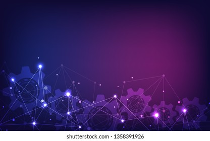 Global network connection. Abstract geometric background with connecting dots and lines. Digital technology and communication concept