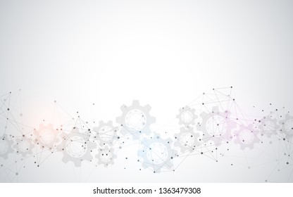 Global network connection. Abstract geometric background with connecting dots and lines. Digital technology and communication concept