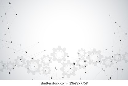 Global network connection. Abstract geometric background with connecting dots and lines. Digital technology and communication concept