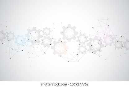 Globale Netzwerkverbindung. Abstrakter geometrischer Hintergrund mit Verbindungspunkten und Linien. Konzept der digitalen Technologie und Kommunikation