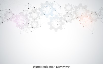 Global network connection. Abstract geometric background with connecting dots and lines. Digital technology and communication concept