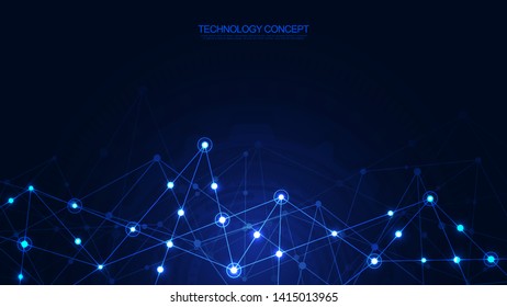 Global network connection. Abstract geometric background with connecting dots and lines. Digital technology and communication concept