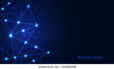 Global network connection. Abstract geometric background with connecting dots and lines. Digital technology and communication concept