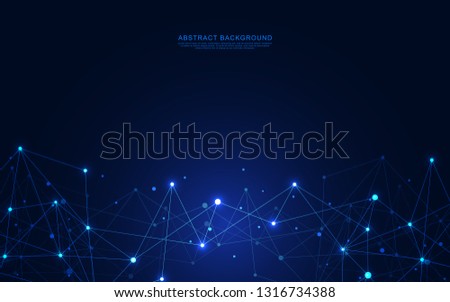 Global network connection. Abstract geometric background with connecting dots and lines. Digital technology and communication concept