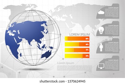 Global network connection Abstract of world network, internet and infographics options template