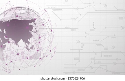 Global network connection Automated Support Assistance and Networks Design Concept with Wireframe